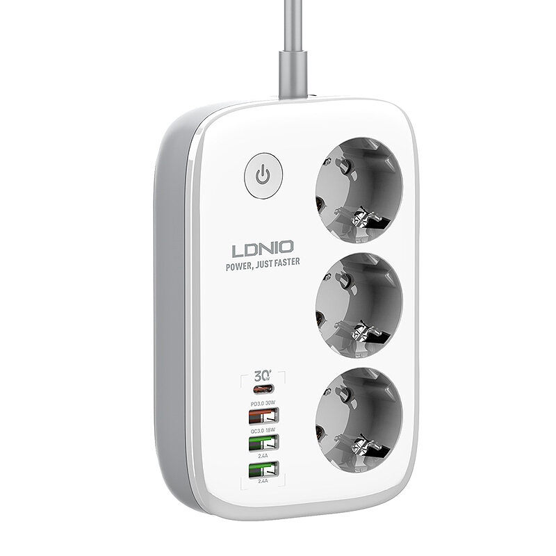 LDNIO Slimme WiFi Stekkerdoosverlengkabel Timing Adapter met 3 EU-stekkers en 4 USB-poorten voor telefoon, tablet en com Top Merken Winkel